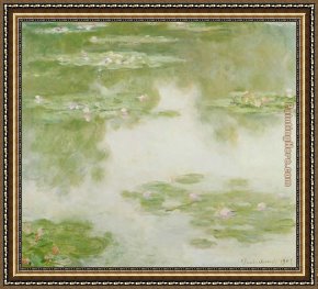 Water Lilies 1914 Framed Paintings - Water-Lilies 25 by Claude Monet