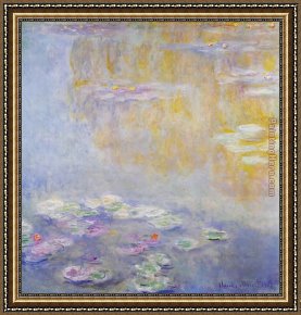 Water Lilies 1914 Framed Paintings - Water-Lilies 26 by Claude Monet