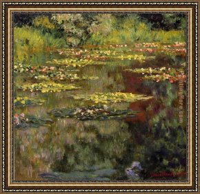 Water Lilies 1914 Framed Paintings - Water-Lilies 27 by Claude Monet