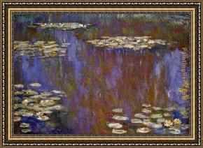 Water Lilies 1914 Framed Paintings - Water-Lilies 28 by Claude Monet