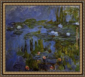 Water Lilies 1914 Framed Paintings - Water-Lilies 30 by Claude Monet