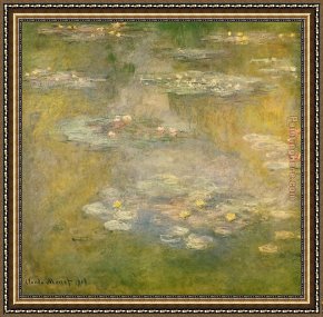 Water Lilies 1914 Framed Paintings - Water-Lilies 32 by Claude Monet