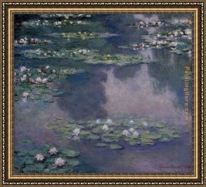 Water Lilies 1914 Framed Paintings - Water-Lilies 36 by Claude Monet