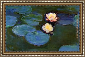 Water Lilies 1914 Framed Paintings - Water-Lilies by Claude Monet
