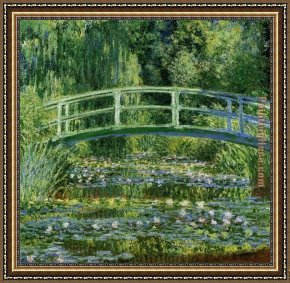 Claude Monet Framed Paintings - Water Lily Pond by Claude Monet