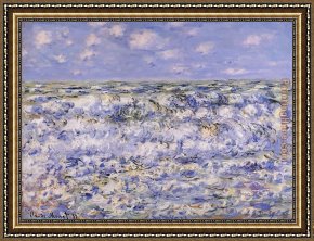The Wave Framed Paintings - Waves Breaking by Claude Monet
