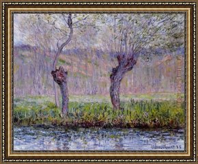 Weeping Willow Framed Paintings - Willows in Spring by Claude Monet