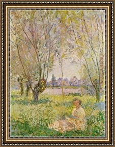 Weeping Willow Framed Paintings - Woman Seated under the Willows by Claude Monet