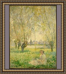 Weeping Willow Framed Paintings - Woman under the Willows by Claude Monet