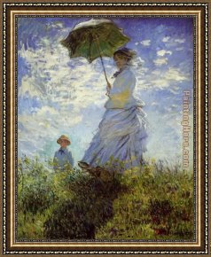 Women Framed Paintings - Woman with a Parasol by Claude Monet
