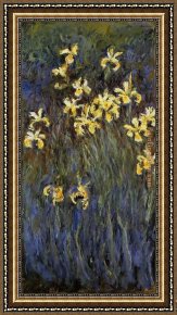 Irises in Monet's Garden Framed Paintings - Yellow Irises 2 by Claude Monet