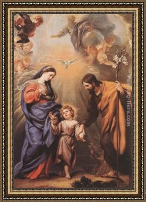 Family at Saltimbanquesc Framed Paintings - Holy Family by Claudio Coello