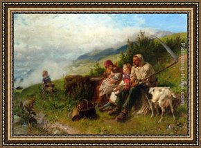 Rest Framed Paintings - Travelers at Rest by Conrad Grob