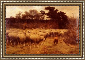 Return Framed Paintings - Return of the Flock by Cornelis van Leemputten