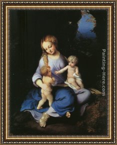 The Vision of Saint John Framed Paintings - Madonna and Child with the Young Saint John by Correggio