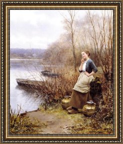 Thoughts of Springtime Framed Paintings - A Lovely Thought by Daniel Ridgway Knight