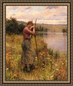 Moment,please Framed Paintings - A Moment Of Rest by Daniel Ridgway Knight