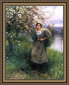 Those Blossoms You Gave So Freely 4 Framed Paintings - Apple Blossoms in Normandy by Daniel Ridgway Knight