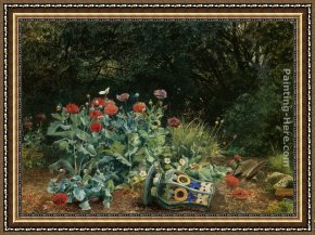 Golding Constable's Flower Garden Framed Paintings - Summer Flowers in a Quiet Corner of the Garden by David Bates
