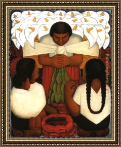 Sunday Afternoon on The Island of La Grande Jatte Framed Paintings - Festival de las flores by Diego Rivera