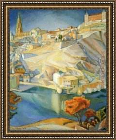 A View on The Stour Near Dedham Framed Paintings - View of Toledo by Diego Rivera