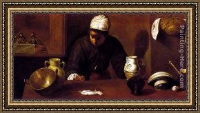 Picture of The Last Supper II Framed Paintings - Kitchen Scene with the Supper in Emmaus by Diego Rodriguez de Silva Velazquez