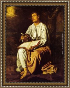 The Vision of Saint John Framed Paintings - Saint John at Patmos by Diego Rodriguez de Silva Velazquez