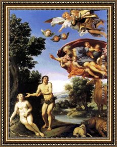 Adams Framed Paintings - Adam and Eve by Domenichino