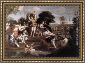 Nymph And Triton Framed Paintings - Diana and her Nymphs by Domenichino