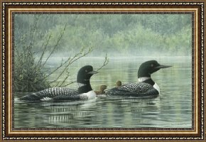 Soul Reflection 2 Framed Paintings - Northern Reflections - Loons by Don Li-Leger