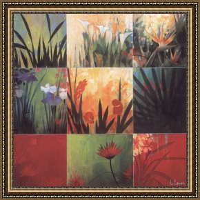 Tropical Framed Paintings - Tropical Nine Patch by Don Li-Leger