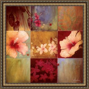 Tropical Framed Paintings - Tropical Nine Patch II by Don Li-Leger