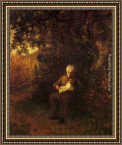 24 Hours at Lemans Framed Paintings - A Quiet Hour by Eastman Johnson