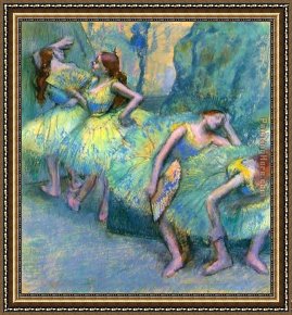 Edgar Degas Framed Paintings - Ballet Dancers in the Wings by Edgar Degas