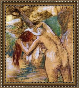 Bathers Framed Paintings - Bather by the Water by Edgar Degas