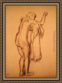 Bathers Framed Paintings - Bather Drying Herself by Edgar Degas