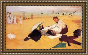 Scene Framed Paintings - Beach Scene by Edgar Degas