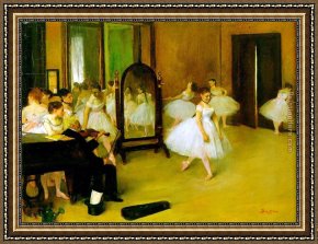 Edgar Degas Framed Paintings - dance class by Edgar Degas