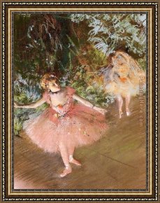 Edgar Degas Framed Paintings - Dancer on Stage by Edgar Degas