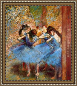 Edgar Degas Framed Paintings - Dancers in Blue by Edgar Degas