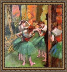 Dancers in Pink Framed Paintings - Dancers, Pink and Green by Edgar Degas