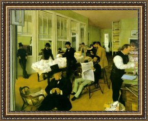 Portrait Framed Paintings - Portrait in a New Orleans Cotton Office by Edgar Degas