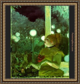 A Dog And Her Puppies Framed Paintings - Song of the Dog by Edgar Degas