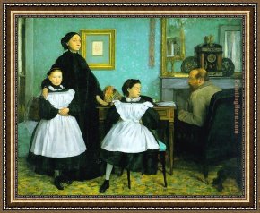 A Peasant Family Gathered Around The Kitchen Table Framed Paintings - The Bellelli Family by Edgar Degas