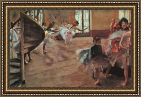 Edgar Degas Framed Paintings - The Rehearsal by Edgar Degas