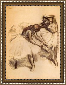 Edgar Degas Framed Paintings - Two Dancers V by Edgar Degas