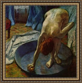 1886 Framed Paintings - Woman in the Bath 1886 by Edgar Degas