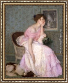 Edmond Framed Paintings - Miss Ella Carmicha&euml;l by Edmond Francois Aman-Jean