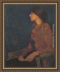 Edmond Framed Paintings - Portrait of Thadee Caroline Jacquet by Edmond Francois Aman-Jean