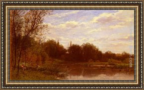 Edmond Framed Paintings - La Famille Du Pecheur by Edmond Marie Petitjean